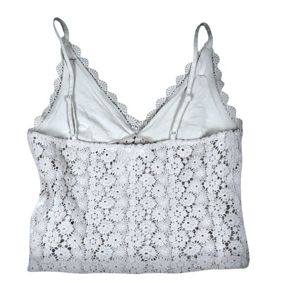 H&M Cream Lace Crochet Camisole Size M Floral Boho Festival Top Lined Adjustable - Picture 2 of 8
